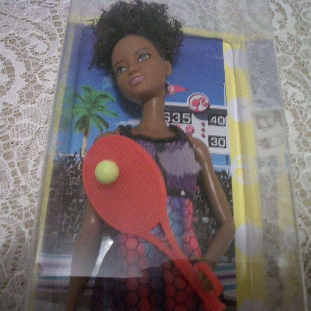 YOUNG WOMAN OF COLOR BARBIE TENNIS PLAYER